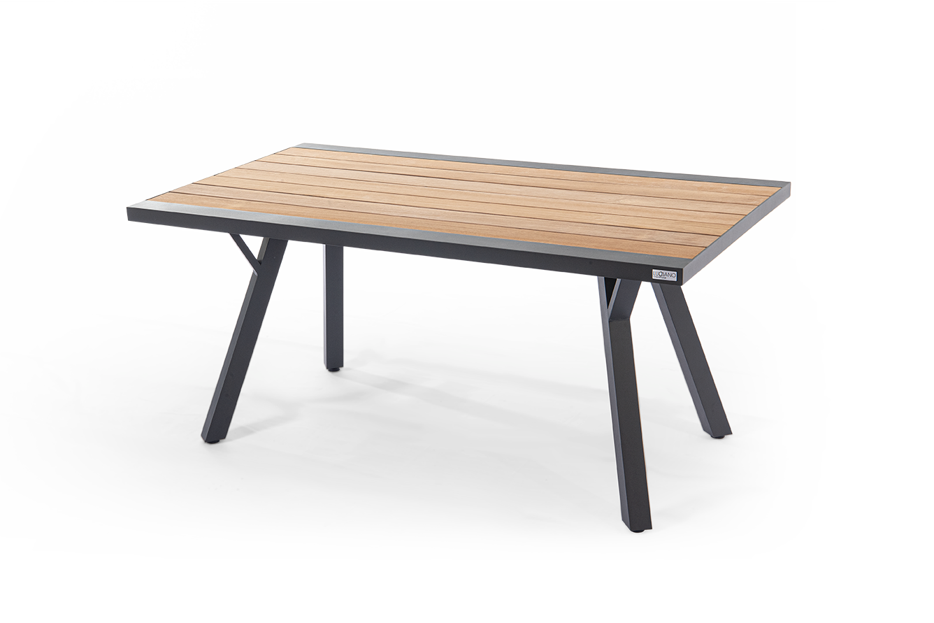 שולחן בעל שלדת אלומיניום בשילוב עץ