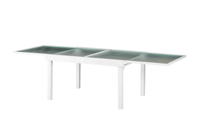 ROMA 135 WHITE | שולחן אלומיניום-זכוכית ושישה כיסאות אוכל לחצר